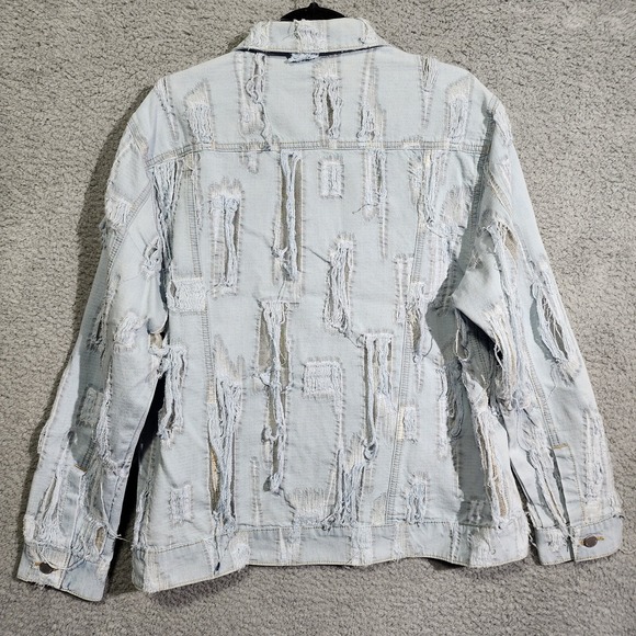 True‎ Religion Denim Jacket Womens Size Large Distressed NWT - Picture 2 of 7